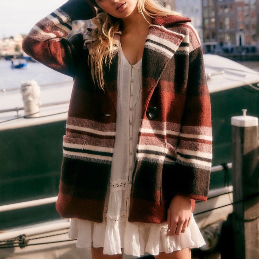 NWT Free People Striped Sweater Coat $268